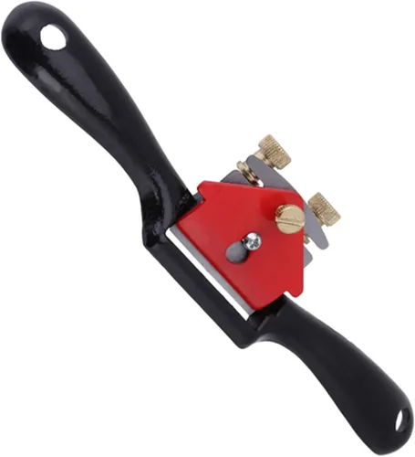 Vista 4 de Oumefar Spokeshave Plane 9 Pulgadas Ajuste Spokeshave Herramienta de Recorte de Mano Herramienta de carpintería con Doble Tornillo Negro Rojo