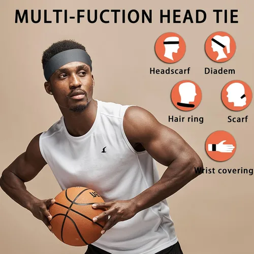 Vista 2 de Diademas de entrenamiento para mujeres y hombres, antideslizantes, diademas deportivas, bandas elásticas para el cabello, para yoga, correr