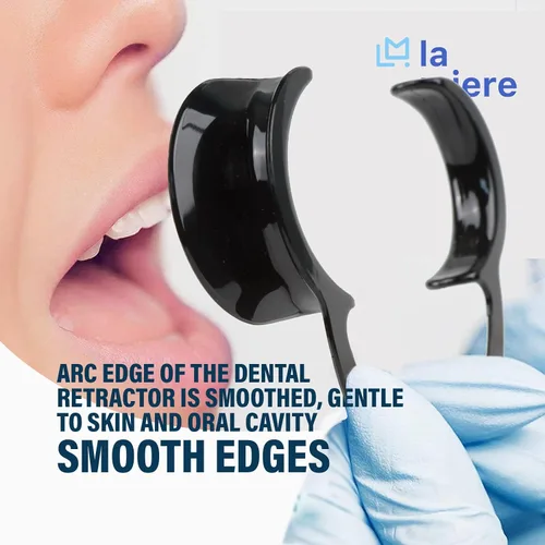 Vista 2 de LA MIERE Retractor dental de mejillas en forma de C, tamaño S, M, L, paquete de 3, negro