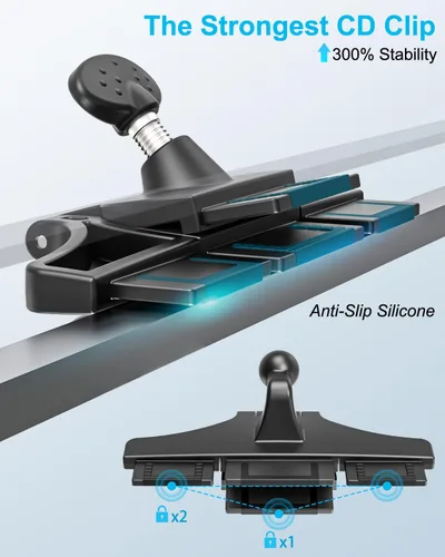 Vista 6 de Soporte para tablet de coche con ranura para CD, soporte para tableta de CD ultra resistente para automóvil con rotación de 360°, compatible