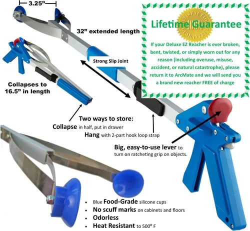 Vista 2 de ArcMate EZ Reacher Indoor Grabber Reacher - Folding Grabber Tool with Collapsible Slip Joint, Locking Handle