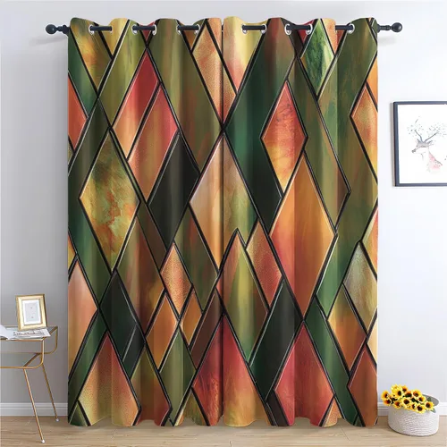 Vista 13 de Cortinas hexagonales blancas y negras, cortinas opacas geométricas para dormitorio, cortinas de ventana modernas, cortinas abstractas llamativas