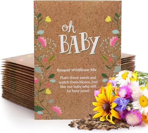 Vista 10 de BENTLEY SEED CO. Oh Baby Seed Packets Regalos de baby shower para invitados 25 paquetes de semillas de flores silvestres Prellenados Mezcla