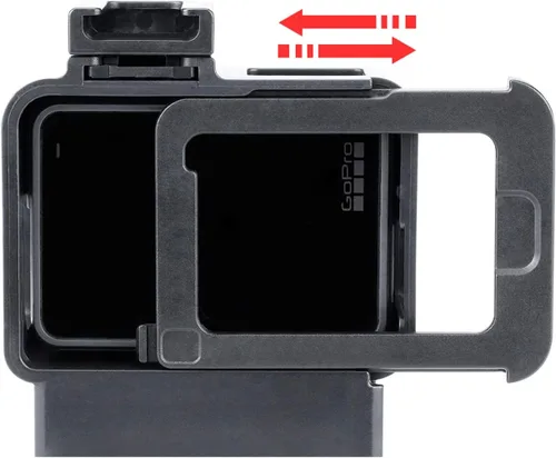 Vista 3 de V2 - Carcasa para vlogging con micrófono, soporte para zapata fría, compatible con GoPro Hero 7 6 5, adaptador de audio de micrófono, accesorios
