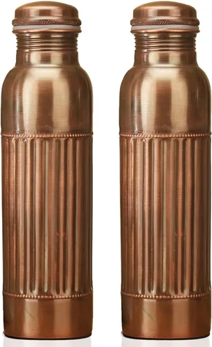 Vista 9 de Botella de agua de cobre antiguo para beber, recipiente de cobre de 32 onzas, botella ayurvédica grande para gimnasio, yoga, oficina, senderismo
