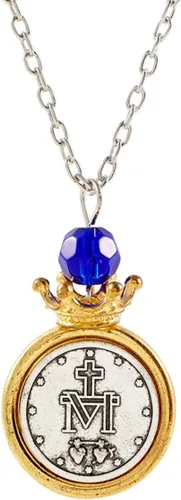 Vista 2 de Collar religioso, colgante de corona de medalla milagrosa con cadena de 18 pulgadas, Zinc Esmalte