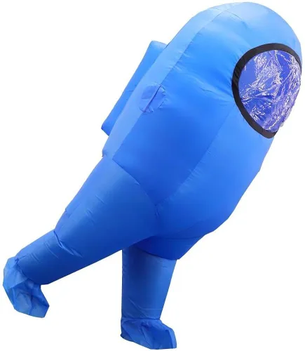 Vista 6 de Among Us - Disfraz inflable y divertido para adultos, traje espacial para Halloween, disfraz de astronauta para adultos fanáticos del videojuego