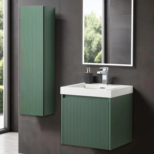Vista 30 de Blossom Lavabo de baño de 20 pulgadas con tocador, todo en madera montado en la pared, gabinete flotante de baño con tocador con fregadero