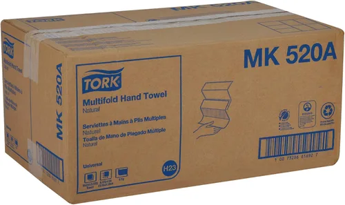 Vista 9 de Tork Toalla de mano multipliegue, natural, 100% reciclada, certificado FSC, compatible con dispensadores H2, 16 paquetes x 250 hojas (MK520A)