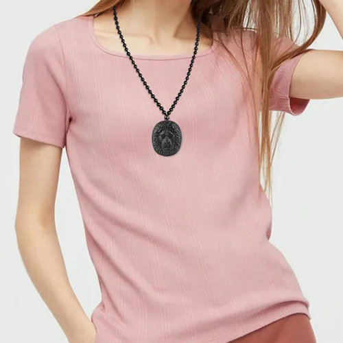Vista 5 de ASGIFT Collar de la suerte de obsidiana, dije de protección de amuleto de piedra de poder con cadena de cuentas ajustable, cristal curativo, regalo