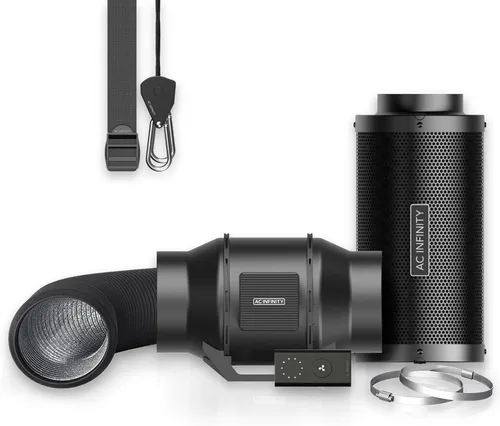 Vista 9 de AC Infinity CLOUDLINE LITE - Kit de filtración de aire de 4 pulgadas, ventilador en línea y filtro de carbono, sistema de refrigeración