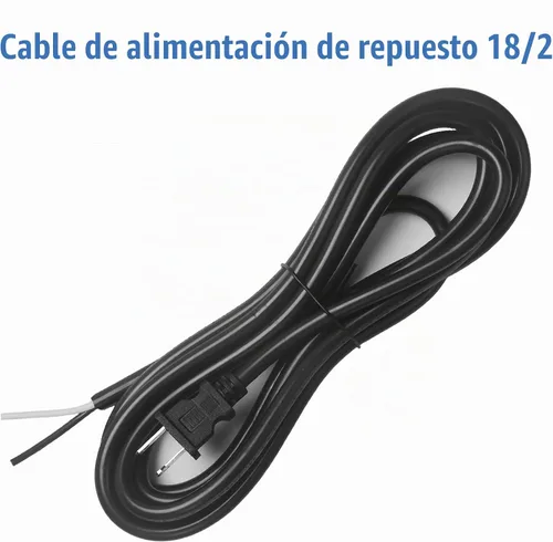 Vista 2 de Cable de repuesto para herramientas eléctricas, 2 clavijas, polarizado, calibre 18, cable de alimentación de repuesto de 10 pies, resistente, 110 V