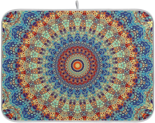 Vista 53 de Tapete de Secado de Platos de Florero de Girasoles Otoñales para Encimera de Cocina, Tapete de Secado de Hojas de Arce y Calabaza Otoñal de 16 x 18
