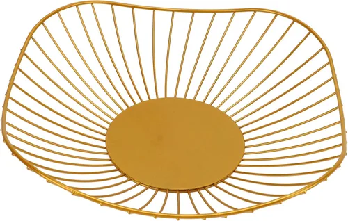 Vista 8 de Cyrank Frutero de alambre de metal, cesta de frutas de alambre dorado, diseño de hoja de loto, cuenco de frutas para encimera de cocina, tazón