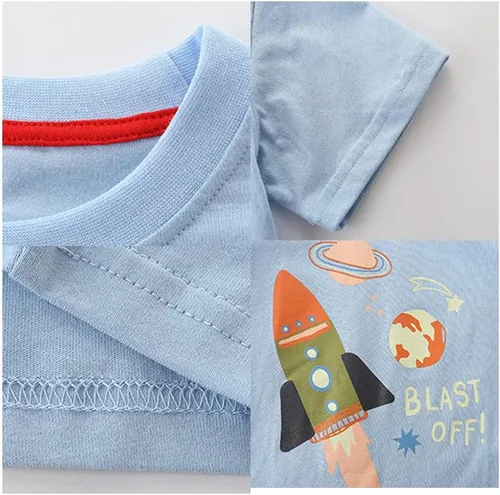 Vista 5 de GFQLONG Camisetas de manga corta para niños pequeños, camisetas de algodón Avión