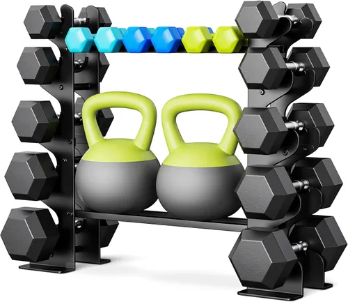 Vista 9 de Dumbbell Rack Stand for Home Gym: Rack Only Holder for Dumbbells, Free Weights, 400LB Capacity Heavy-Duty Compact Storage Organizer