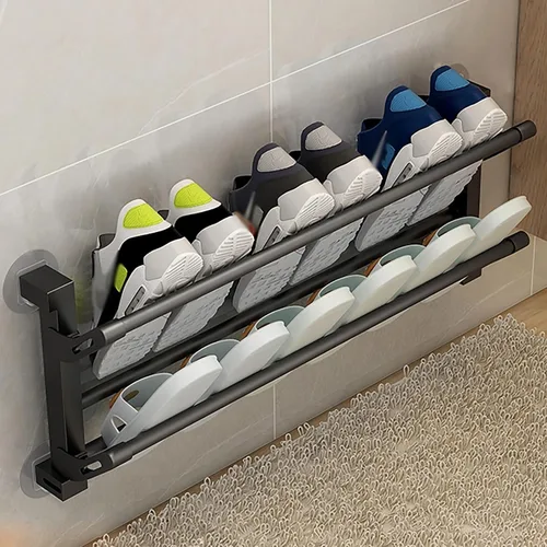 Vista 3 de Zapatero de pared, zapatero plegable, zapatero para entrada, zapatero oculto para entrada (color A, tamaño: 11.8 in)