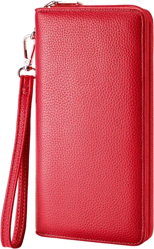 Vista 38 de Chelmon - Monedero para mujer de cuero genuino con bloqueo de señal RFID, para tarjetas de crédito