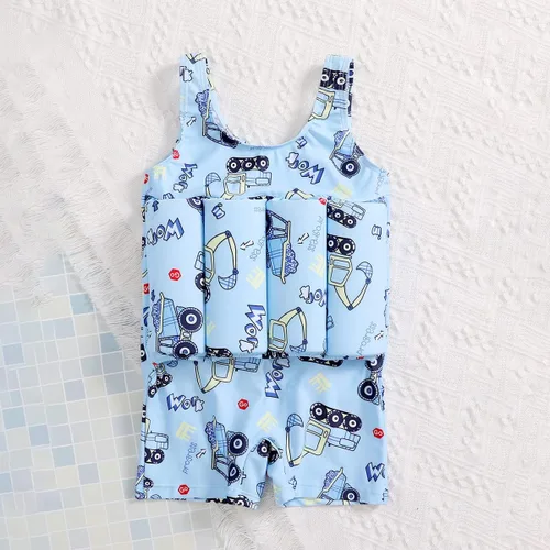 Vista 3 de Traje de baño flotante para niños y niñas, de una pieza, flotante, chaleco de natación flotante para entrenamiento