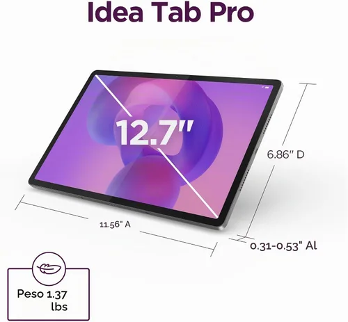 Vista 13 de Lenovo Idea Tab Pro with Google Gemini - Student Tablet - 12.7” 3K LCD Display - 8 GB Memory - 128 GB Storage - MediaTek Dimensity 8300 - Includes