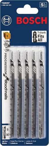 Vista 2 de BOSCH T345XF 5-Piece 5-14 In. 5-10P TPI Progressor para madera con clavos T-Shank Hojas de sierra caladora