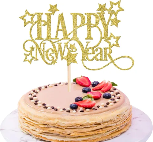 Vista 9 de Rsstarxi 1 paquete de decoración para tartas de Año Nuevo 2024 con purpurina para decoración de pasteles de Año Nuevo 2024, decoración para pasteles