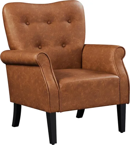 Vista 14 de Yaheetech Sillón Moderno, Silla de Acento de Mediados de Siglo con Patas de Madera Resistentes y Respaldo Alto para Espacios Pequeños, Silla de Club