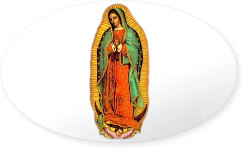Vista 7 de CafePress - Adhesivo ovalado para parachoques de coche del Sagrado Corazón Inmaculado de María
