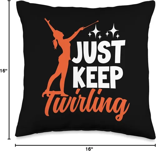 Vista 4 de Magicsd Designs Twirler Mother Marching Band Tees Just Keep Baton Majorette - Almohada de gimnasia (16.0 x 16.0 in), multicolor