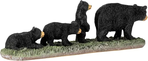 Vista 2 de Black Mama Bear and Cubs - Figura de mesa de resina de 11 x 3