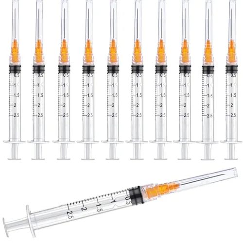 Vista 11 de Paquete de 25 jeringas de plástico de 1ml/cc con 25 Ga y tapa, envueltas individualmente selladas, para laboratorios científicos, medición