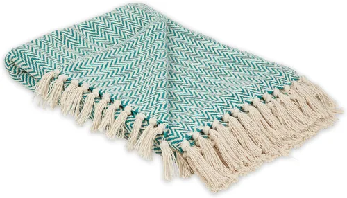Vista 22 de DII Colección de Mantas Chevron de Algodón Tejido en Telar, 50x60 pulgadas, Rojo Granero