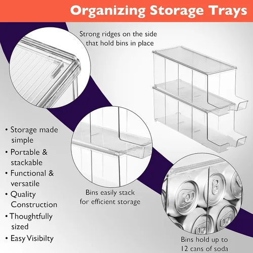 Vista 4 de Organizador de latas de refresco ClearSpace y dispensador de latas de refresco para refrigerador - Organizador de nevera y organizador apilable