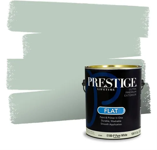 Vista 127 de Prestige Paints - Pintura exterior e imprimación en uno, 1 galón, plano, compatibilidad comparable con el color menta «Whipped Mint» de Behr