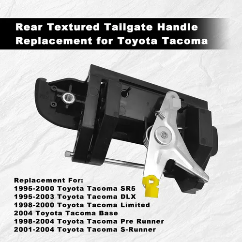 Vista 4 de Manija texturizada para puerta trasera negra para puerta trasera, compatible con camioneta Toyota Tacoma 1995, 1996, 1997, 1998, 1999, 2000, 2001