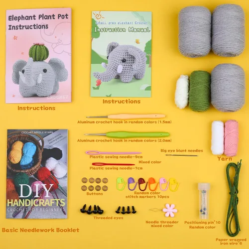 Vista 2 de WONVOC Kit de inicio de ganchillo, kit de ganchillo para principiantes para adultos, instrucciones paso a paso (idioma español no garantizado), kit