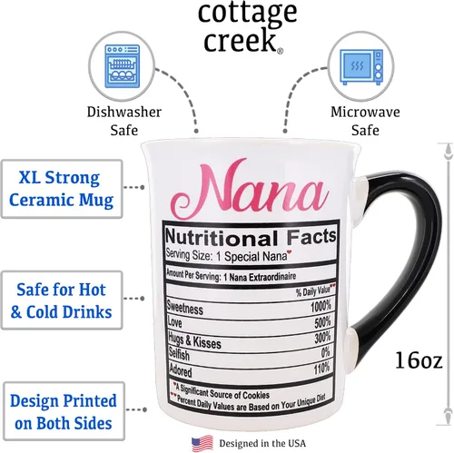 Vista 2 de Cottage Creek Nana - Taza de café de cerámica de 16 onzas, en caja