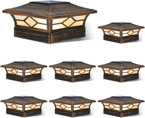 Vista 14 de Luces Solares para Tapas de Postes Exteriores Paquete de 4, Impermeables, Alimentadas por Energía Solar, Luces para Postes de Terraza y Valla