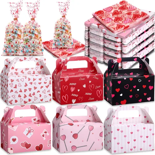 Vista 9 de ReliThick Paquete de 80 cajas de golosinas de Halloween con bolsas de celofán, cajas de dulces de galletas para golosinas de fantasma, bolsa