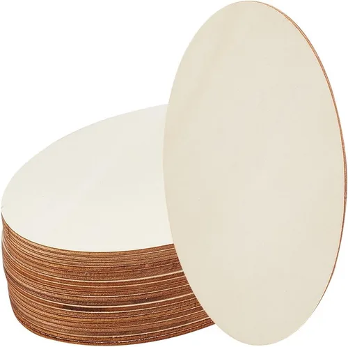 Vista 7 de NBEADS 100 piezas de 40 mm de piezas de madera sin terminar en forma de anillo, adornos circulares blancos antiguos anillos de unión de madera
