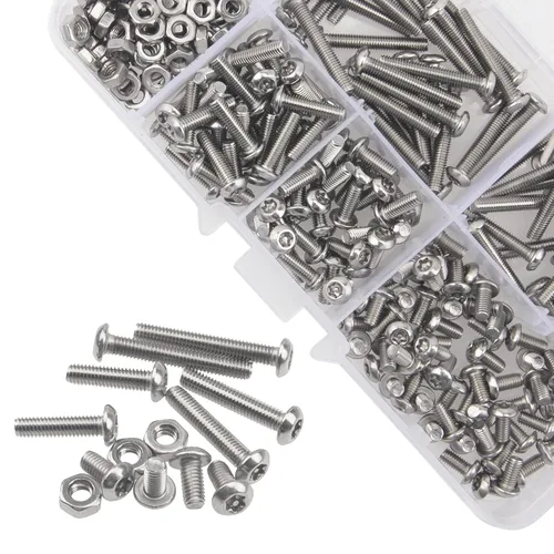 Vista 3 de Tornillos de seguridad Torx de cabeza de botón de acero inoxidable 304, juego surtido de tornillos resistentes a manipulaciones, tuercas de perno