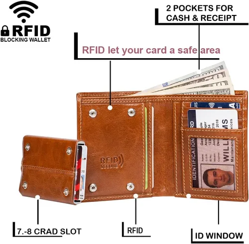 Vista 5 de WILD HOOK Cartera inteligente para hombres, funda para tarjetas para hombres, billetera multiusos biplegable para hombres, cartera de tarjetas
