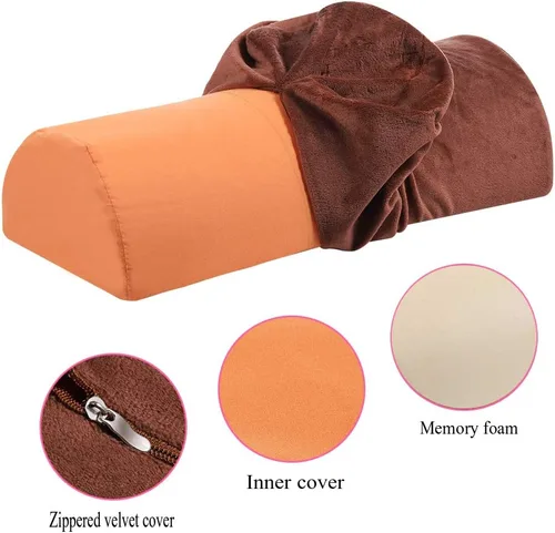 Vista 4 de Almohada de espuma viscoelástica para cuello, espalda, columna lumbar, piernas, alivio del dolor de rodilla, soporte multiusos (marrón)
