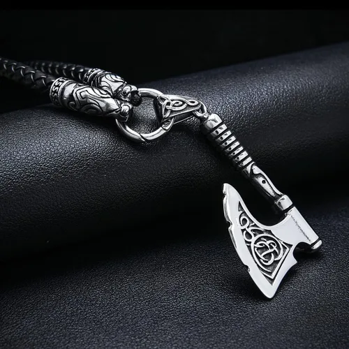 Vista 2 de BAVIPOWER Viking Fenrir - Collar de cadena de cabeza de lobo para hombres y mujeres, de acero inoxidable 316L, collar escandinavo nórdico auténtico