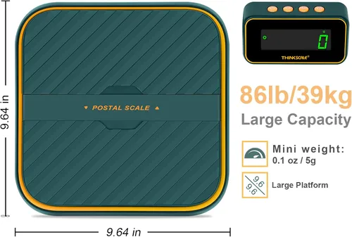 Vista 2 de THINKSCALE - Báscula de envío digital de 86 libras x 0.1 onzas, báscula postal Separate LCD Display, Dual Flip-Up Platform, Tare & Hold, USB-C