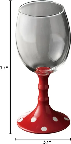 Vista 4 de Arita Ware Romántico Copa de vino (con caja de presentación), lunares (rojo)