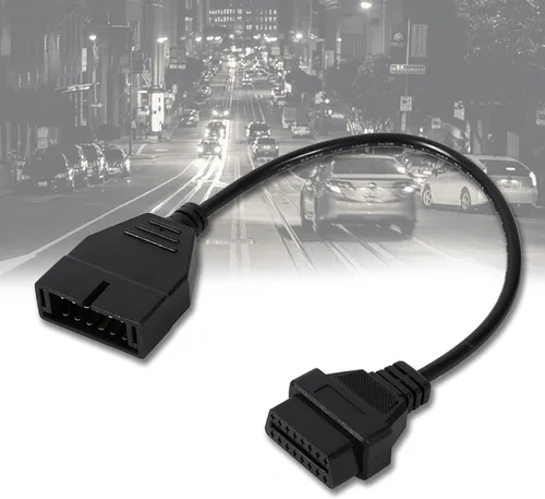 Vista 5 de Adaptador de diagnóstico OBD2 de 12 pines a 16 pines para herramientas de reparación automática de vehículos, adaptador de herramienta