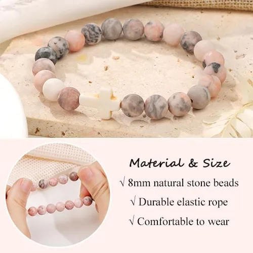 Vista 3 de Christmas Gift for Women Cross Bracelet for Women Christian Elastic Bracelet for Mother Daughter Granddaughter Aunt Niece Grandma Sister Teacher