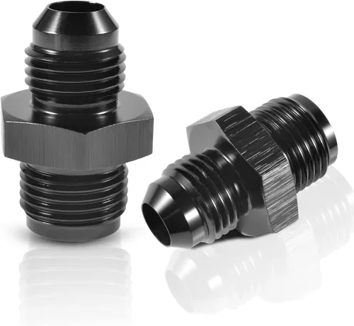 Vista 7 de Adaptador de ajuste de rosca con estriado invertido 6AN macho a 1/2 x 20 Aluminio negro recto Paquete de 2 PFCKE