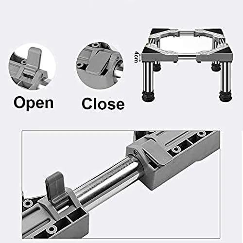Vista 4 de Base de soporte para lavadora para nevera, estante alto, multifuncional, ajustable, soporte para lavadora y secadora, longitud de pedestal